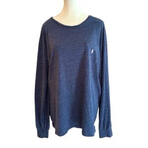 Polo Ralph Lauren Tee Classic Preppy Long Sleeve Pocket XL‎ Navy Blue Cotton